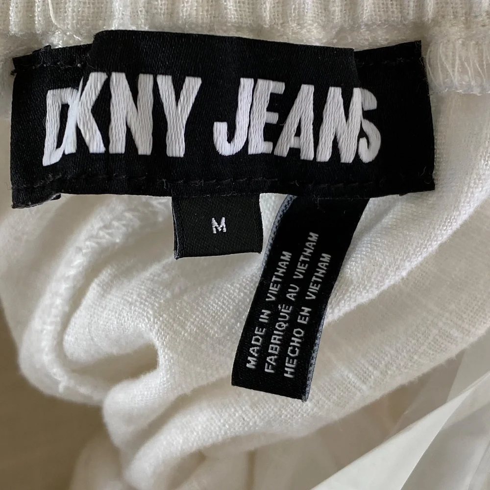 DKNY NWT Women's White Wide Leg pull on Cargo Pants Sz Med -0030 - Picture 3 of 5